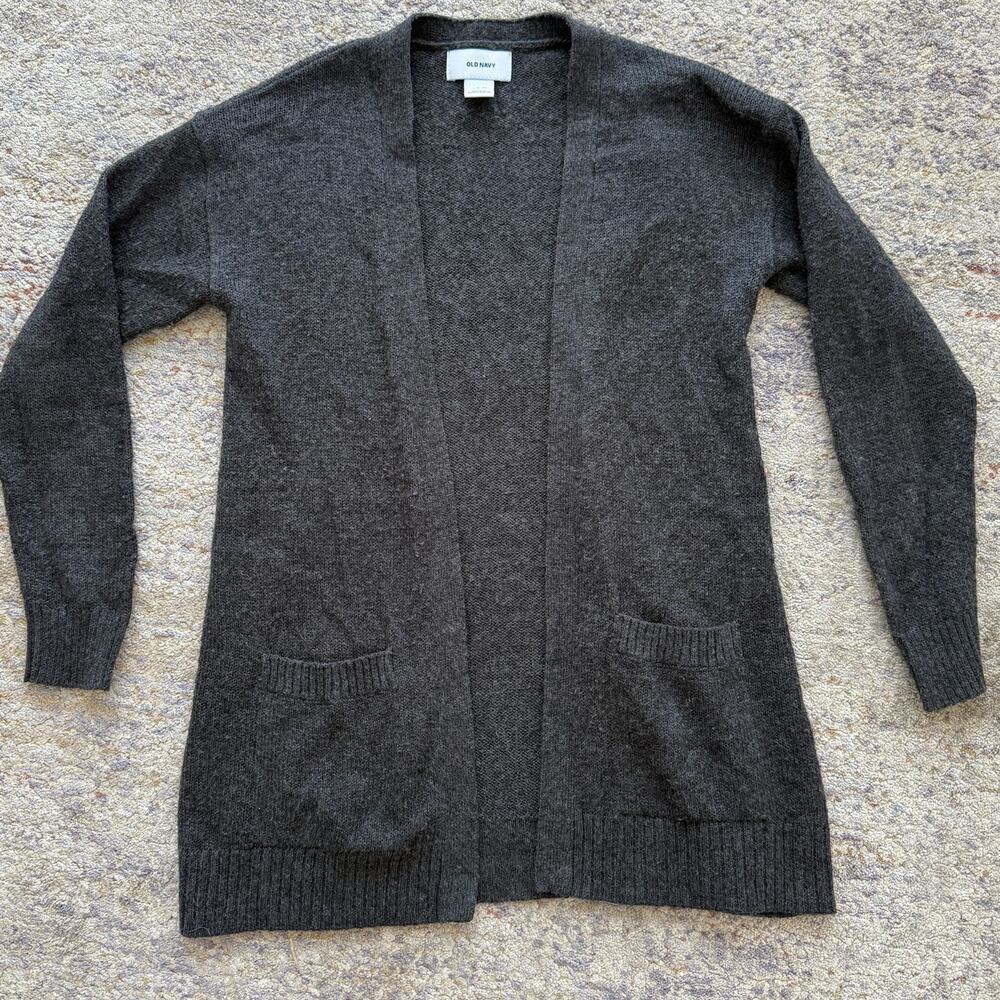Old Navy Girls Black Open Front Cardigan Sweater Size S (6-7) Pockets Liteweight
